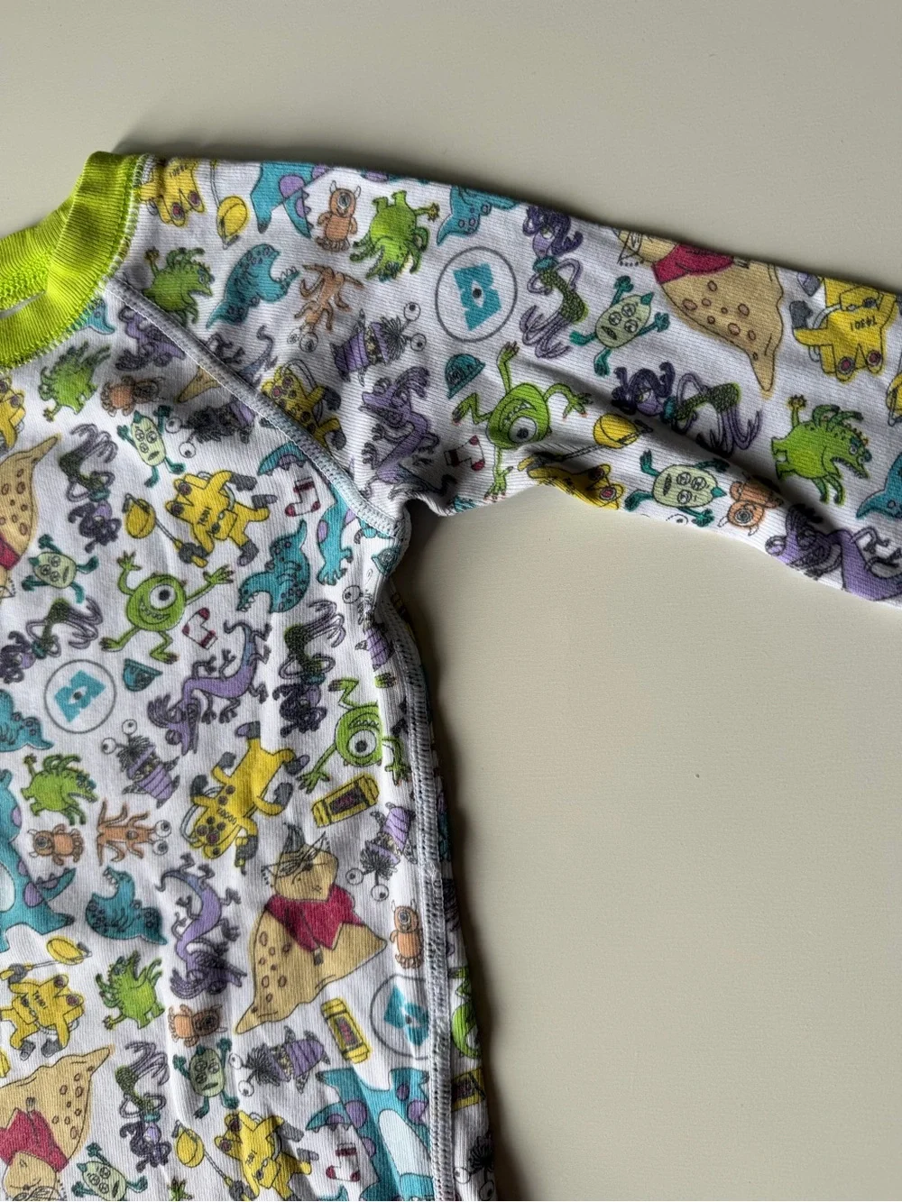 Kids Green-Accented Monsters Inc Print Pajama Set